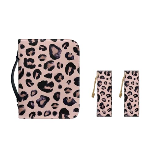 Pzuqiu Bibelhülle für Mädchen und Frauen, Bibeltragetasche mit Leder-Lesezeichen für Kinder, christliches Taufgeschenk, pink leopard, 2XL-12"x9"x2.4" von Pzuqiu