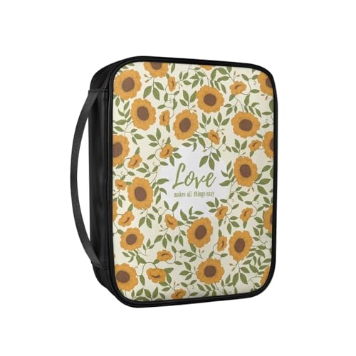Pzuqiu Bibelhüllen für Frauen, große PU-Leder-Tragetasche mit Griff, Schutztasche, christliche Kirche, Studium, Bibel, Helle Blume, Einheitsgröße von Pzuqiu