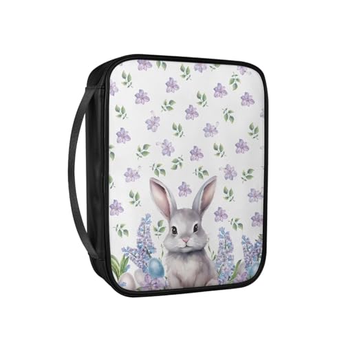 Pzuqiu Bibelhüllen für Frauen, große PU-Leder-Tragetasche mit Griff, Schutztasche, christliche Kirche, Studium, Bibel, Kaninchen-Lavendel, Einheitsgröße von Pzuqiu