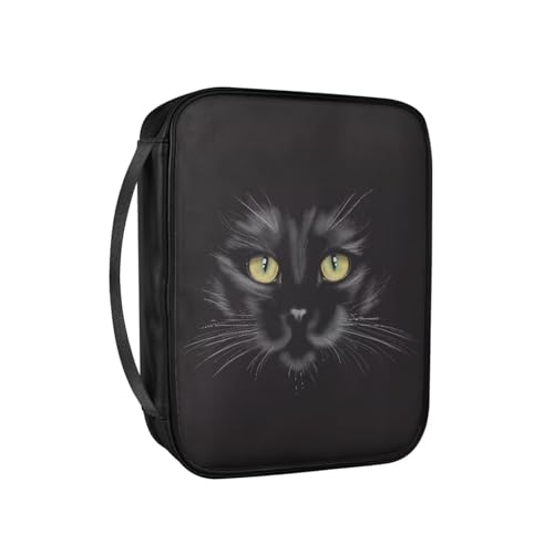 Pzuqiu Bibelhüllen für Frauen, große PU-Leder-Tragetasche mit Griff, Schutztasche, christliche Kirche, Studium, Bibel, schwarze katze, Einheitsgröße von Pzuqiu