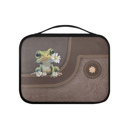 Pzuqiu Bibeltasche aus PU-Kunststoff, für Damen, tragbar, für Bibelstudium, religiöse Aktivitäten, Gänseblümchen-Cutefrogs, Einheitsgröße von Pzuqiu