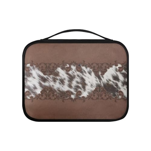 Pzuqiu Bibeltasche aus PU-Kunststoff, für Damen, tragbar, für Bibelstudium, religiöse Aktivitäten, Kuhfell-Aufdruck, Einheitsgröße von Pzuqiu