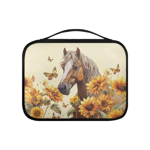 Pzuqiu Bibeltasche aus PU-Kunststoff, für Damen, tragbar, für Bibelstudium, religiöse Aktivitäten, Pferd Sonnenblume Schmetterling, Einheitsgröße von Pzuqiu