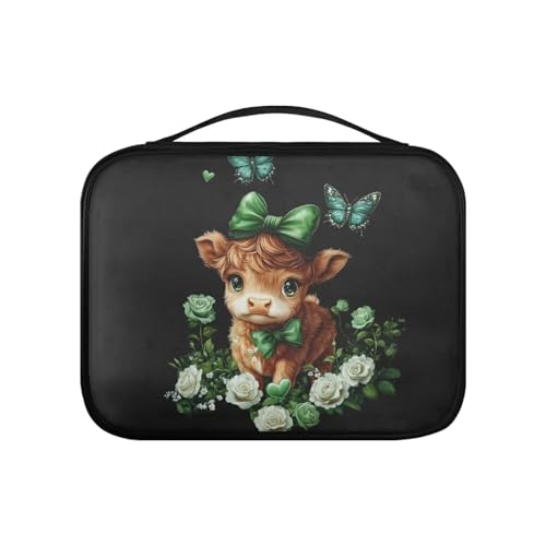 Pzuqiu Bibeltasche aus PU-Kunststoff, für Damen, tragbar, für Bibelstudium, religiöse Aktivitäten, Saint Patrick Kuh-Schmetterling, Einheitsgröße von Pzuqiu