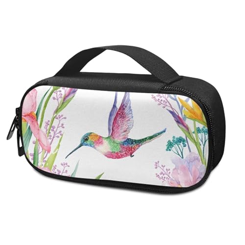 Pzuqiu Bunte Kolibri-Blumen-Insulin-Kühltasche mit Seitengriff, isolierter Organizer, tragbare Kühltasche für Insulin-Stift und Medikamentenbedarf von Pzuqiu