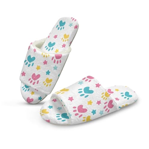 Pzuqiu Damen-Hausschuhe, Slipper, offener Zehenbereich, warm, gemütlich, flauschig, für drinnen und draußen, mit rutschfester Sohle, Hundepfoten, 40/41 EU von Pzuqiu