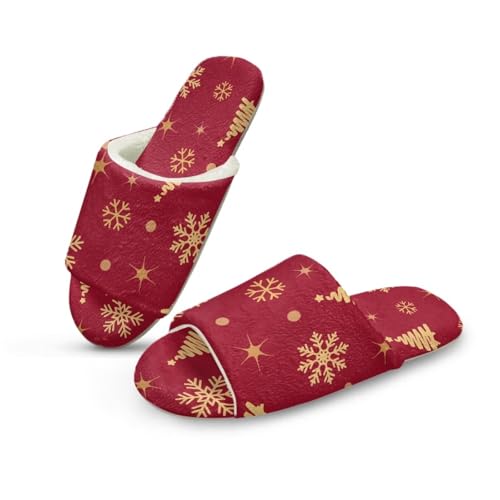 Pzuqiu Damen-Hausschuhe aus Memory-Schaum, offener Zehenbereich, warm, gemütlich, weich, leicht, für drinnen und draußen, Weihnachts-Schneeflocke, 40/41 EU von Pzuqiu