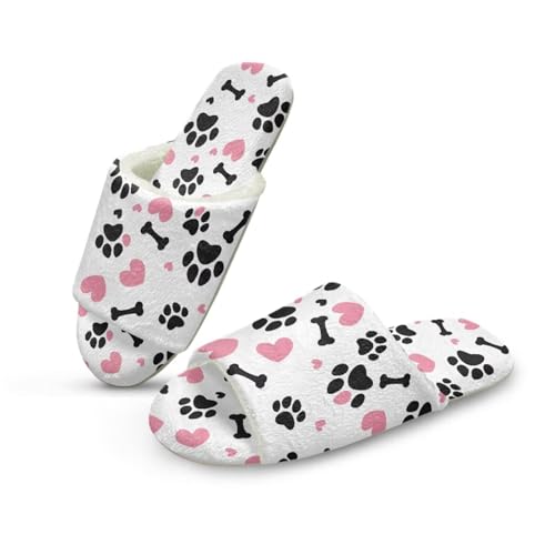 Pzuqiu Damen flauschige Hausschuhe mit offenem Zehenbereich, warm, gemütlich, Memory-Schaum, für drinnen und draußen, Hausschuhe für Frauen und Mütter, Hundepfoten, 40/41 EU von Pzuqiu