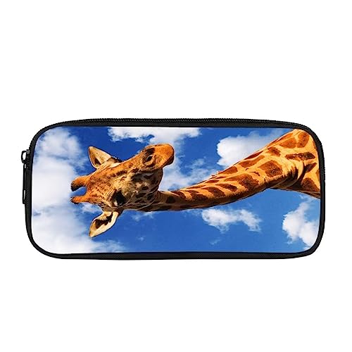 Pzuqiu Federmäppchen, großes Fassungsvermögen, für Schule, Büro, Teenager, Mädchen, Jungen, Männer, Frauen, Erwachsene, Blue Sky Giraffe, Schulranzen von Pzuqiu