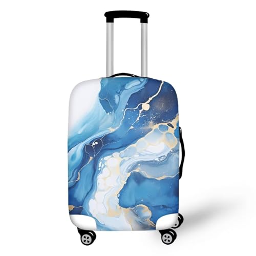 Pzuqiu Gepäckabdeckung, elastisch, waschbar, Koffer-Schutz, Reisekoffer-Abdeckung für Kinder und Erwachsene, Blauer Marmor, S (18-21 inch suitcase) von Pzuqiu