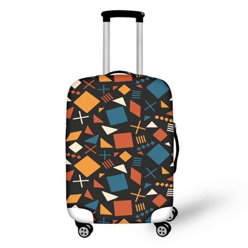 Pzuqiu Gepäckabdeckung, elastisch, waschbar, Koffer-Schutz, Reisekoffer-Abdeckung für Kinder und Erwachsene, Bunte Geometrie, M (22-24 inch suitcase) von Pzuqiu