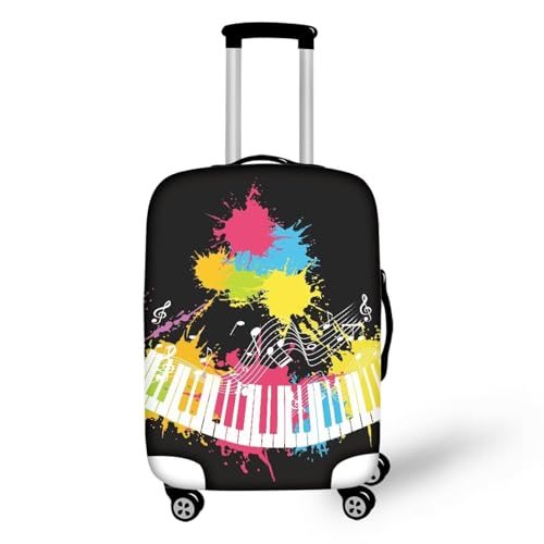 Pzuqiu Gepäckabdeckung, elastisch, waschbar, Koffer-Schutz, Reisekoffer-Abdeckung für Kinder und Erwachsene, Buntes Klavier, L (25-28 inch suitcase) von Pzuqiu