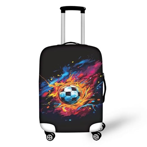 Pzuqiu Gepäckabdeckung, elastisch, waschbar, Koffer-Schutz, Reisekoffer-Abdeckung für Kinder und Erwachsene, Farbenfroher Fußball, L (25-28 inch suitcase) von Pzuqiu