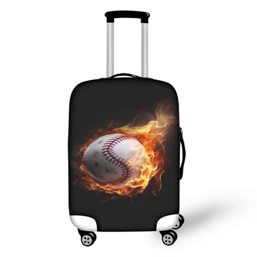 Pzuqiu Gepäckabdeckung, elastisch, waschbar, Koffer-Schutz, Reisekoffer-Abdeckung für Kinder und Erwachsene, Fire Baseball, L (25-28 inch suitcase) von Pzuqiu