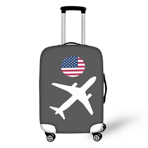 Pzuqiu Gepäckabdeckung, elastisch, waschbar, Koffer-Schutz, Reisekoffer-Abdeckung für Kinder und Erwachsene, Fly to America, M (22-24 inch suitcase) von Pzuqiu