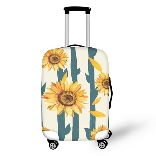 Pzuqiu Gepäckabdeckung, elastisch, waschbar, Koffer-Schutz, Reisekoffer-Abdeckung für Kinder und Erwachsene, Gestreifte Sonnenblume, L (25-28 inch suitcase) von Pzuqiu