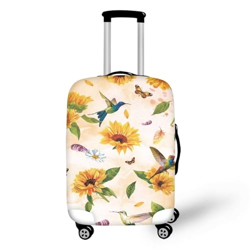 Pzuqiu Gepäckabdeckung, elastisch, waschbar, Koffer-Schutz, Reisekoffer-Abdeckung für Kinder und Erwachsene, Kolibri Sonnenblume, L (25-28 inch suitcase) von Pzuqiu