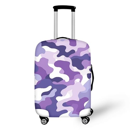 Pzuqiu Gepäckabdeckung, elastisch, waschbar, Koffer-Schutz, Reisekoffer-Abdeckung für Kinder und Erwachsene, Lila Camouflage, L (25-28 inch suitcase) von Pzuqiu