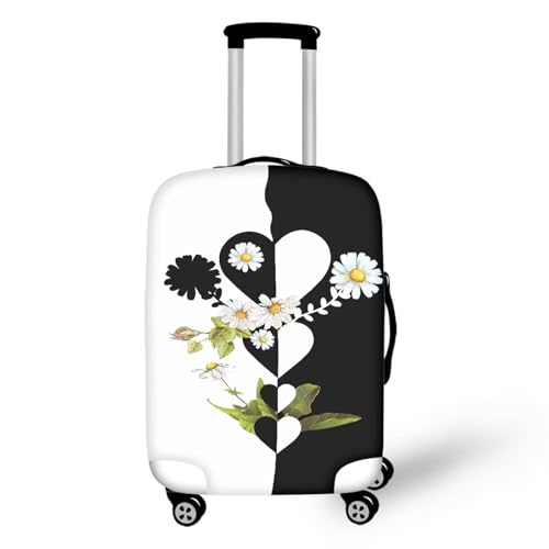 Pzuqiu Gepäckabdeckung, elastisch, waschbar, Koffer-Schutz, Reisekoffer-Abdeckung für Kinder und Erwachsene, Love Heart Daisy, S (18-21 inch suitcase) von Pzuqiu