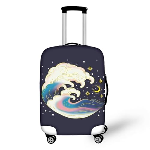 Pzuqiu Gepäckabdeckung, elastisch, waschbar, Koffer-Schutz, Reisekoffer-Abdeckung für Kinder und Erwachsene, Ocean Wave, M (22-24 inch suitcase) von Pzuqiu