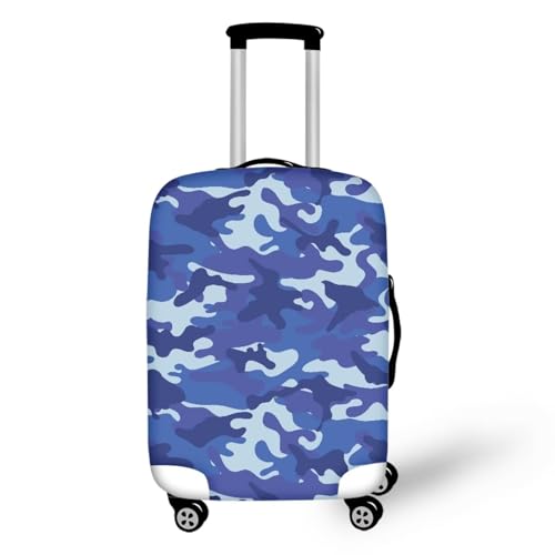 Pzuqiu Gepäckabdeckung, elastisch, waschbar, Koffer-Schutz, Reisekoffer-Abdeckung für Kinder und Erwachsene, blau camouflage, L (25-28 inch suitcase) von Pzuqiu