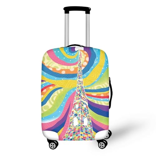 Pzuqiu Gepäckabdeckung, elastisch, waschbar, Koffer-Schutz, stilvolle Reisekoffer-Abdeckung für Kinder und Erwachsene, Bunte Streifen, L (25-28 inch suitcase) von Pzuqiu