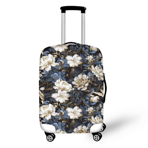 Pzuqiu Gepäckabdeckung, elastisch, waschbar, Koffer-Schutz, stilvolle Reisekoffer-Abdeckung für Kinder und Erwachsene, Vintage Blume, M (22-24 inch suitcase) von Pzuqiu