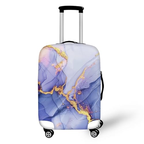 Pzuqiu Gepäckabdeckung, elastisch, waschbar, Koffer-Schutz, stilvolle Reisekoffer-Abdeckung für Kinder und Erwachsene, Violetter Marmor, M (22-24 inch suitcase) von Pzuqiu
