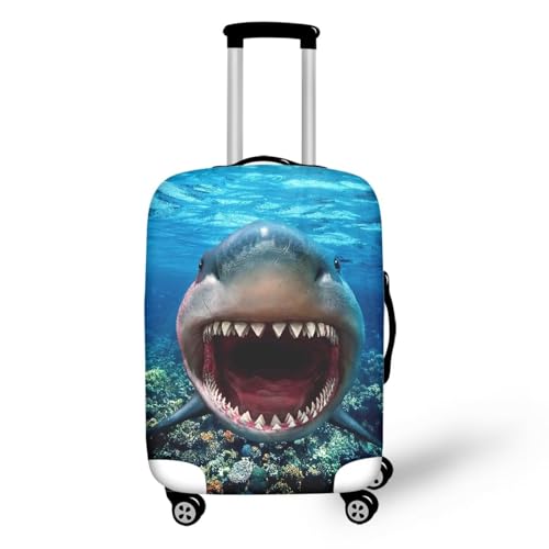 Pzuqiu Gepäckabdeckung, elastisch, waschbar, Koffer-Schutz, stilvolle Reisekoffer-Abdeckung für Kinder und Erwachsene, hai, M (22-24 inch suitcase) von Pzuqiu