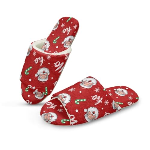 Pzuqiu Hausschuhe für Damen, warm, gemütlich, flauschig, offene Zehenpartie, Fußgewölbeunterstützung, für drinnen und draußen, Weihnachtsmann, 44/45 EU von Pzuqiu