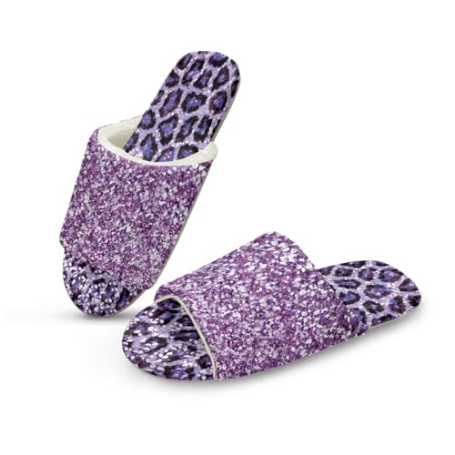 Pzuqiu Hausschuhe für Damen, weiche, bequeme Hausschuhe mit offener Zehenpartie, Memory-Schaum, rutschfeste Gummisohle für drinnen und draußen, pink leopard, 40/41 EU von Pzuqiu