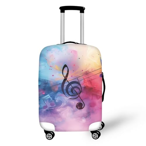 Pzuqiu Kofferabdeckung, kratzfest, Gepäck-Schutzzubehör für Kinder und Erwachsene, Bunte Musiknoten, S (18-21 inch suitcase) von Pzuqiu