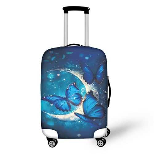 Pzuqiu Kofferabdeckung, kratzfest, Gepäck-Schutzzubehör für Kinder und Erwachsene, Butterfly Moon, S (18-21 inch suitcase) von Pzuqiu