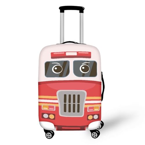 Pzuqiu Kofferabdeckung, kratzfest, Gepäck-Schutzzubehör für Kinder und Erwachsene, Cartoon-Feuerwehrauto, M (22-24 inch suitcase) von Pzuqiu