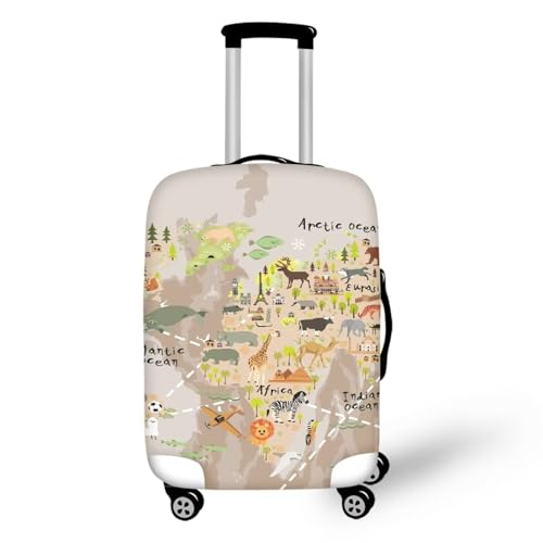 Pzuqiu Kofferabdeckung, kratzfest, Reisezubehör für Kinder und Erwachsene, Cartoon-Karte, L (25-28 inch suitcase) von Pzuqiu