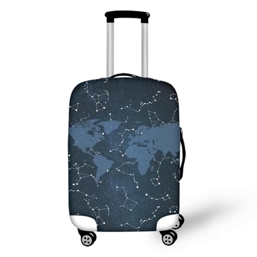 Pzuqiu Kofferabdeckung, kratzfest, Reisezubehör für Kinder und Erwachsene, Dunkelblaue Karte, L (25-28 inch suitcase) von Pzuqiu