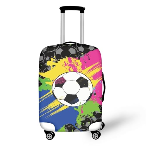 Pzuqiu Kofferabdeckung, kratzfest, Reisezubehör für Kinder und Erwachsene, Farbenfroher Fußball, L (25-28 inch suitcase) von Pzuqiu