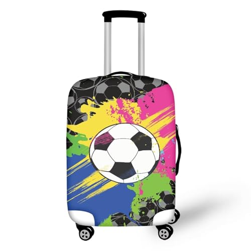 Pzuqiu Kofferabdeckung, kratzfest, Reisezubehör für Kinder und Erwachsene, Farbenfroher Fußball, XL (29-32 inch suitcase) von Pzuqiu