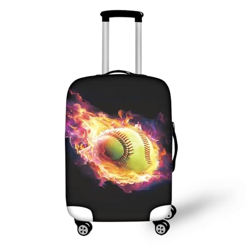 Pzuqiu Kofferabdeckung, kratzfest, Reisezubehör für Kinder und Erwachsene, Fire Baseball, L (25-28 inch suitcase) von Pzuqiu