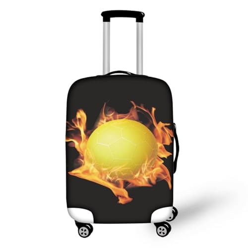 Pzuqiu Kofferabdeckung, kratzfest, Reisezubehör für Kinder und Erwachsene, Fire Soccer, L (25-28 inch suitcase) von Pzuqiu