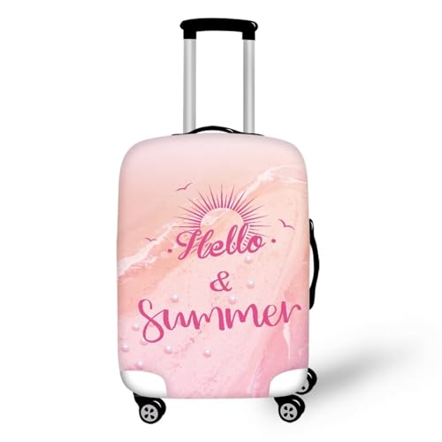 Pzuqiu Kofferabdeckung, kratzfest, Reisezubehör für Kinder und Erwachsene, Pink Beach, S (18-21 inch suitcase) von Pzuqiu