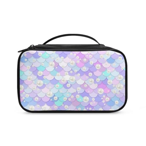 Pzuqiu Kosmetiktasche für Damen, Kosmetiktasche, Reise-Make-up-Tasche, groß, Reise-Kulturbeutel für Mädchen, wiederverwendbar, Make-up-Pinseletui, Meerjungfrau-Perlmutt Pzuqiu Kosmetiktasche für Damen, Kosmetiktasche, Reise-Make-up-Tasche, groß, Reise-Kulturbeutel für Mädchen, wiederverwendbar, Make-up-Pinseletui, Meerjungfrau-Perlmutt von Pzuqiu