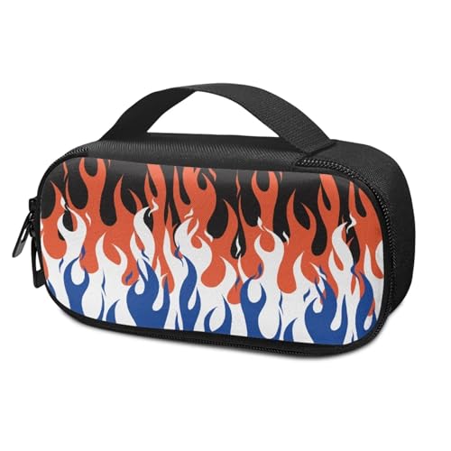 Pzuqiu Kühltasche für Diabetiker mit roter blauer Flamme, isolierter Organizer, tragbare Kühltasche für Insulin-Stift und Medikamente, Diabetiker, Organizer von Pzuqiu