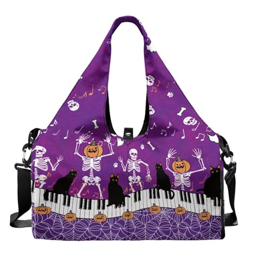 Pzuqiu Music Cat Damen-Sporttasche mit Schuhfach, großes Fassungsvermögen, Wochenend-Schultertasche, ideal für Fitnessstudio, Sport, Reisen von Pzuqiu