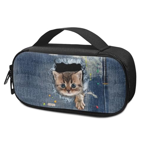 Pzuqiu Süßes Denim-Katzen-Insulin-Kühlpaket, Diabetiker, Pflege, isolierter Organizer, tragbare Insulin-Reisetasche für Insulin-Stift und Medikamente, Diabetiker-Pflegezubehör von Pzuqiu