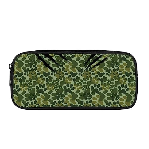 Pzuqiu Tragbares, stabiles Federmäppchen, Federmäppchen für Damen, Mädchen, Kinder, Teenager, Make-up-Tasche mit 1 Hauptfach, Camouflage-Fußabdruck, Schulranzen von Pzuqiu