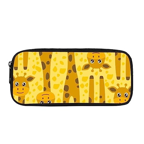 Pzuqiu Tragbares, stabiles Federmäppchen, Federmäppchen für Damen, Mädchen, Kinder, Teenager, Make-up-Tasche mit 1 Hauptfach, Niedliche Giraffe, Schulranzen von Pzuqiu