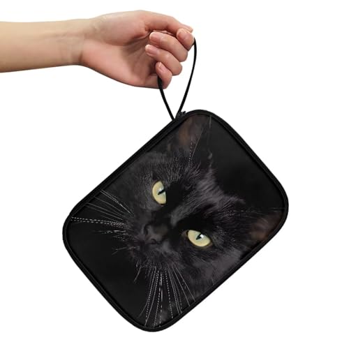 Pzuqiu Uhrenarmband-Organizer, 12 Uhrenarmbänder, Tragetasche, Aufbewahrungstasche, Reisetasche für Damen und Herren, die meisten Größen von Uhrenarmbändern, coole schwarze Katze von Pzuqiu