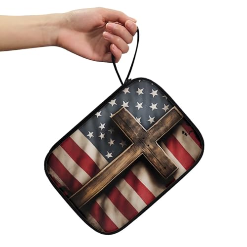 Pzuqiu Uhrenarmband-Organizer mit amerikanischer Flagge, 12 Uhrenarmbänder, Aufbewahrungstasche, Reisetasche, für Damen und Herren, die meisten Größen von Uhrenarmbändern von Pzuqiu