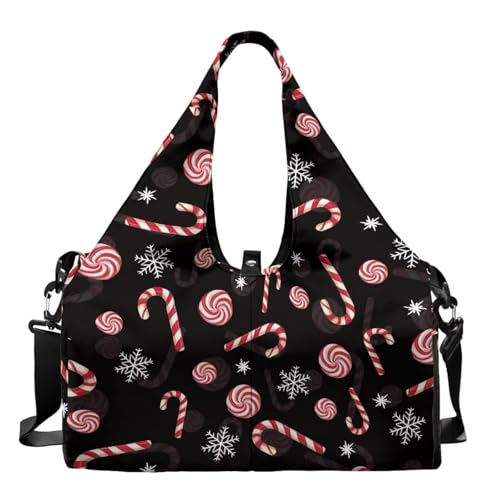 Pzuqiu Weihnachtliche Süßigkeitenstangen-Yoga-Tragetasche für Damen, Schultertasche mit Schuhfach, nass und trocken, für Büro, Workout & Strand, Fitnessstudio Pzuqiu Weihnachtliche Süßigkeitenstangen-Yoga-Tragetasche für Damen, Schultertasche mit Schuhfach, nass und trocken, für Büro, Workout & Strand, Fitnessstudio von Pzuqiu